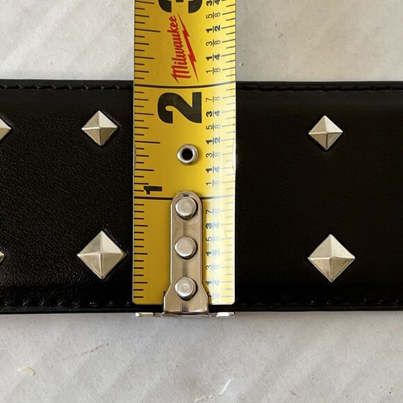 Michael Kors Wide Black Leather Belt Studded Stretchable Size L-XL Preppy Metal main image 6